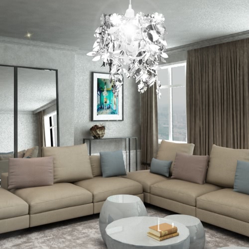 

Leaves Paillette Pendant Chandelier Lamp 21,5 x 30 cm Silver