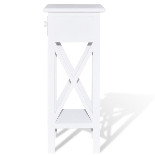 

White Telephone Side Table with Drawer