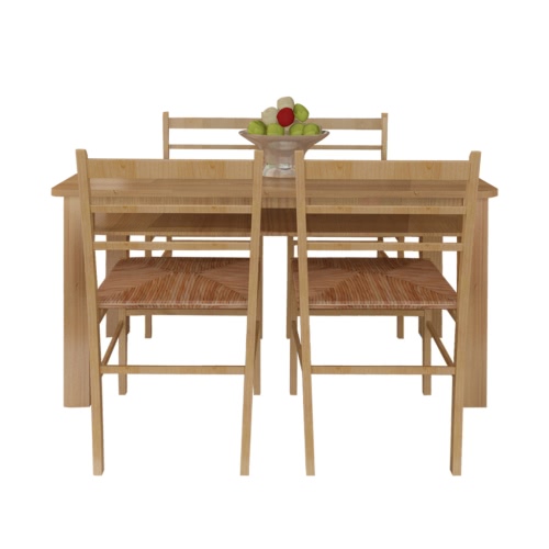 4 pcs Natural Varnish Wooden Dinning Chair