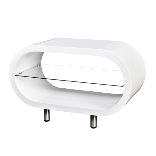 

High Gloss White TV Stand Coffee Table Oval
