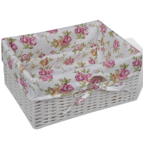 

White Cabinet with 1 Drawer and 3 Baskets Wood