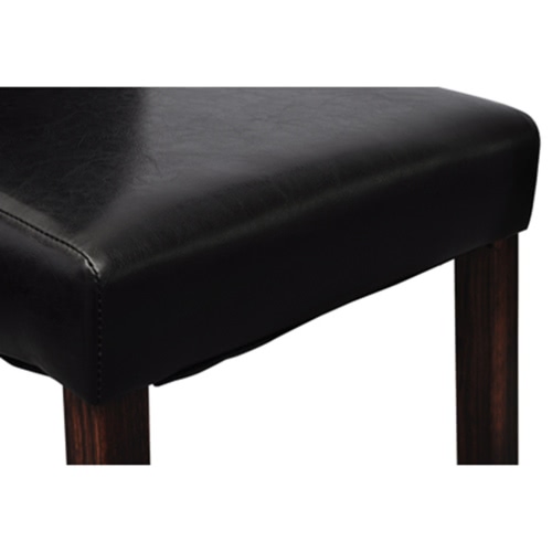 

2 pcs Artificial Leather Wood Black Dining Chair