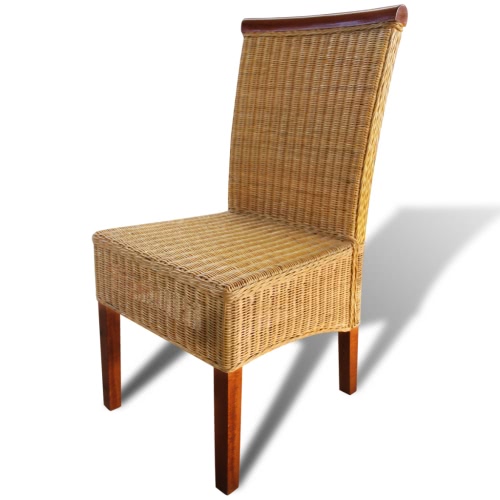 

Набор из 2 Handwoven ротанговые стулья столовой с декоративными деревянными Газа