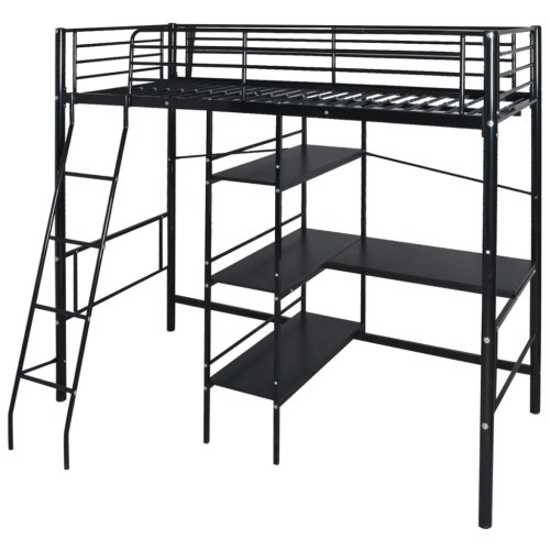 

High Sleeper Bed с Desk Metal 200x90 см черный