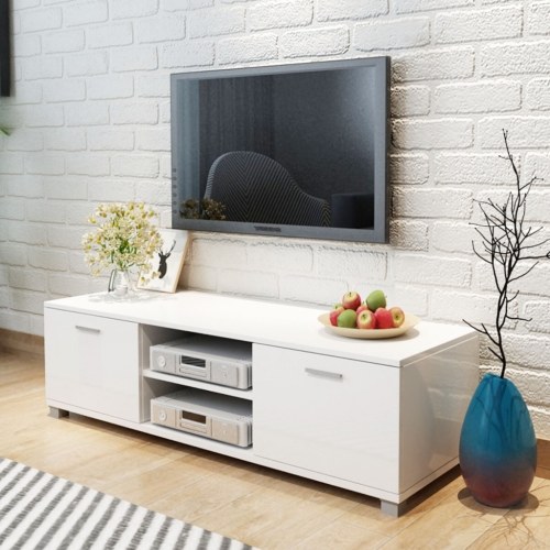 

TV Cabinet High-Gloss White 140x40.3x34.7 cm