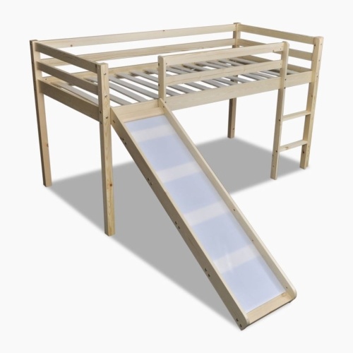 

Children's Loft Bed with Slide & Ladder Wood Black and White