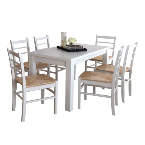

6 pcs White Paint Wooden Dinning Chair