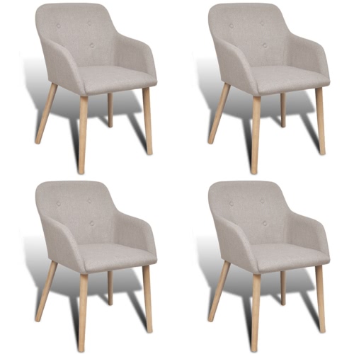 4 pcs Fabric Dining Chair Set with Oak Legs