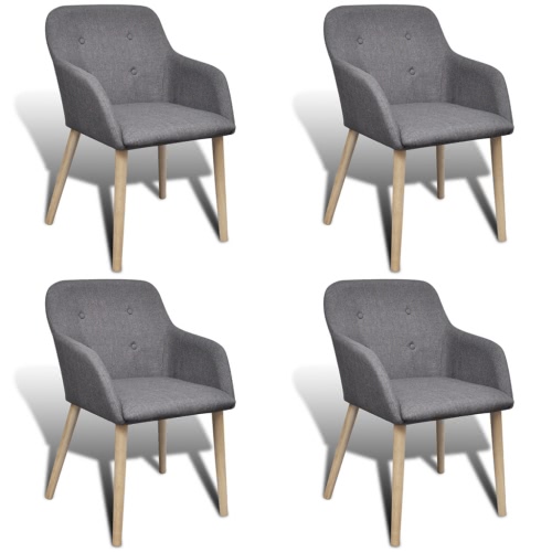 4 pcs Fabric Dining Chair Set avec Oak Legs