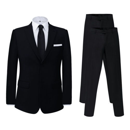 

Men's Two Piece Business Suit with Extra Pants Black Size 56