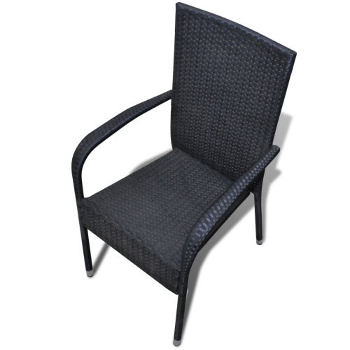 

Садовые столовые стулья 4 шт. Poly Rattan Black