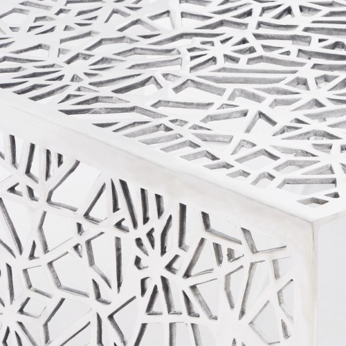 

Coffee table in aluminum with openwork geometric design Silver