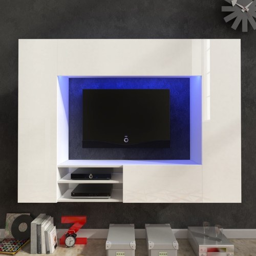 

Wall Unit 169.2 cm bright white LED TV