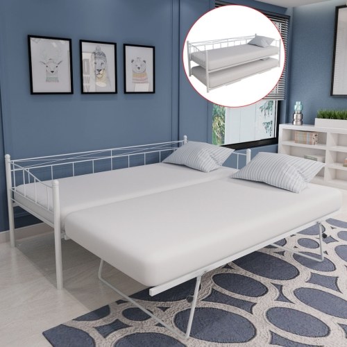 

day bed frame 211 x 100 x 95 cm white steel