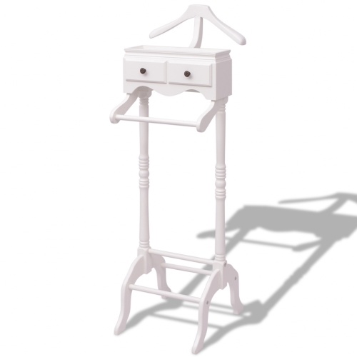 

Clothes rack with white wood cabinet