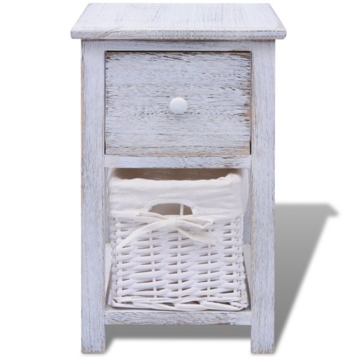 

White wood bedside table