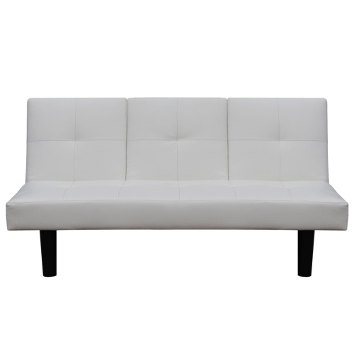 

Sofa bed with drop-down table in artificial leather White