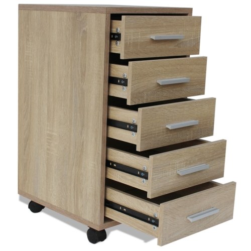 

Office drawer cabinet with 5-drawer casters Oak