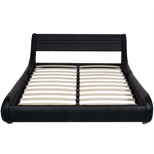 

Bed frame with LED 140 x 200 cm Artificial leather Black