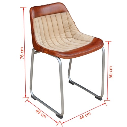 

Chair 2 pieces Genuine leather and canvas Brown and beige