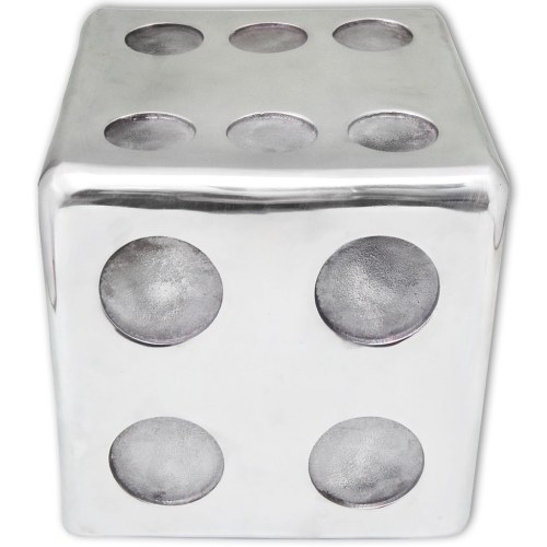 

Auxiliary table / stool in the shape of die Silver Aluminum