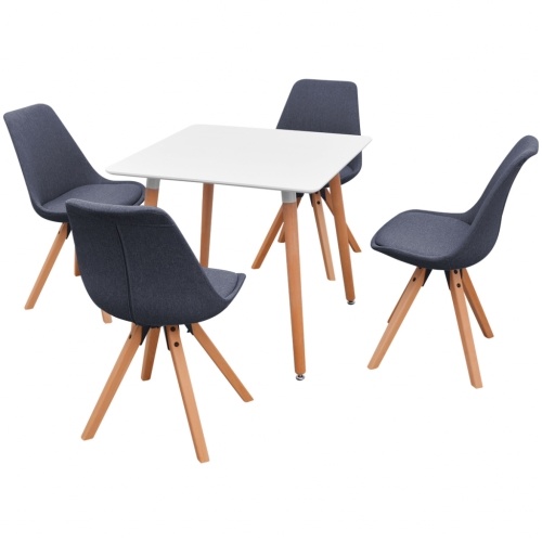 

Set of dining table and chairs 5 pcs White and dark gray
