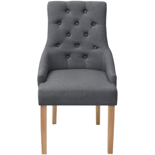 

Dining chairs 2 pcs Oak wood Fabric Dark gray