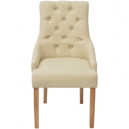 

Dining chairs 2 pcs Oak wood Fabric Cream