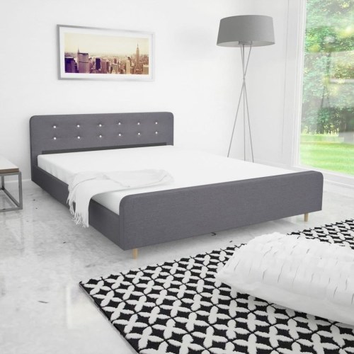 

Bed frame 160 x 200 cm Fabric upholstery Light gray