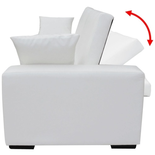

White artificial leather sofa-bed