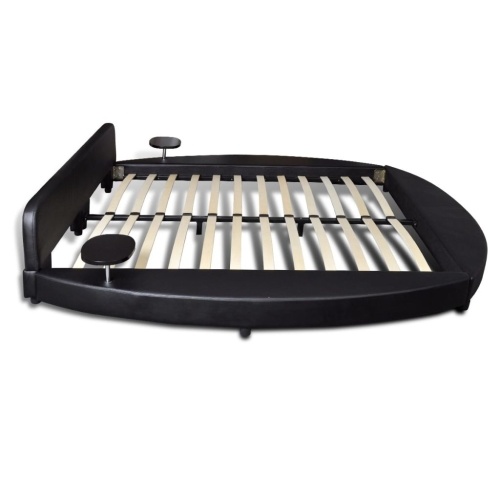Round bed frame 180 x 200 cm Artificial leather Black