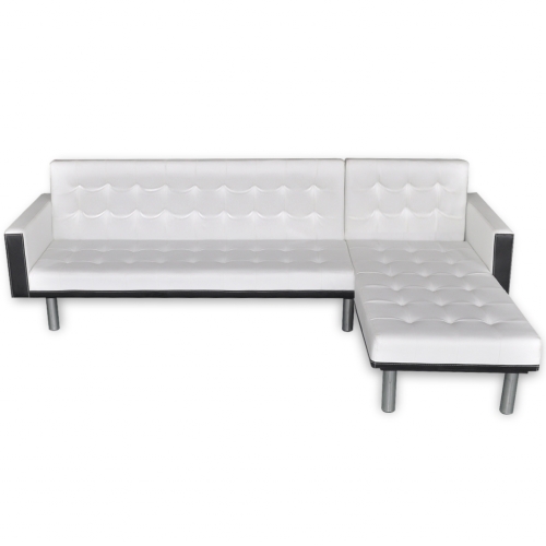 

Corner sofa bed Synthetic leather White