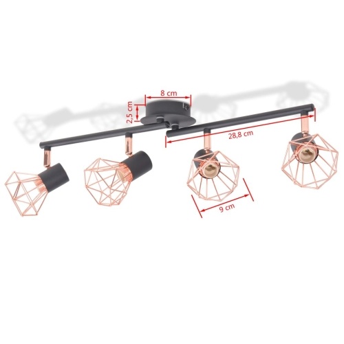 

Ceiling light with 4 projectors E14 Black and copper