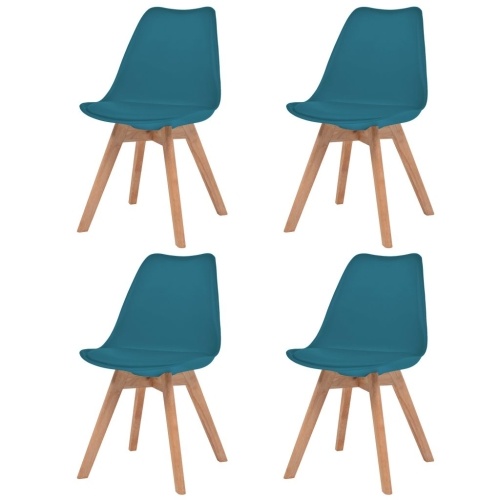 

Dining chair 4 pcs Leatherette Turquoise solid wood