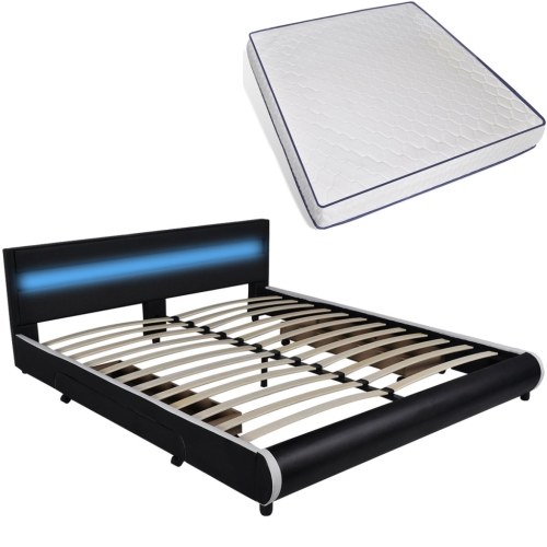 

180 cm bed with headboard and LED + Memory foam mattress