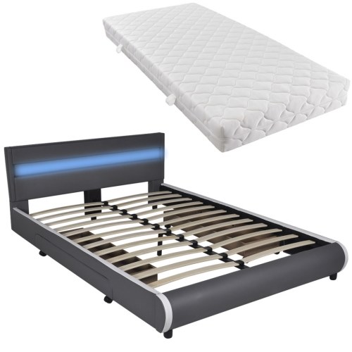 

140 cm bed with synthetic leather headboard Mattress +