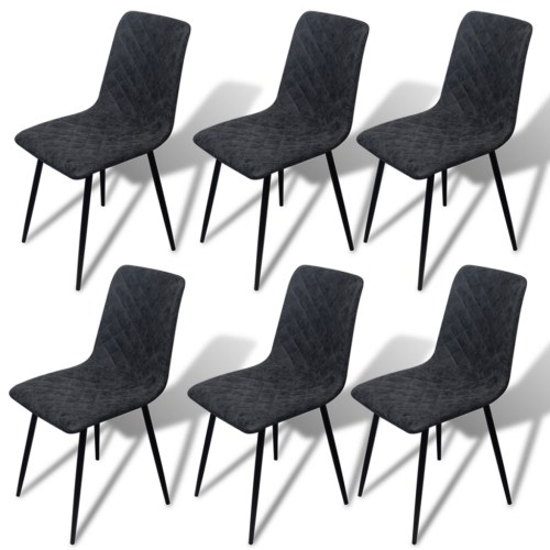 

dining room chairs 6 pcs Black artificial leather