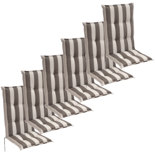 

Cushions for garden seat 6 pcs 120x52 cm Gray strip