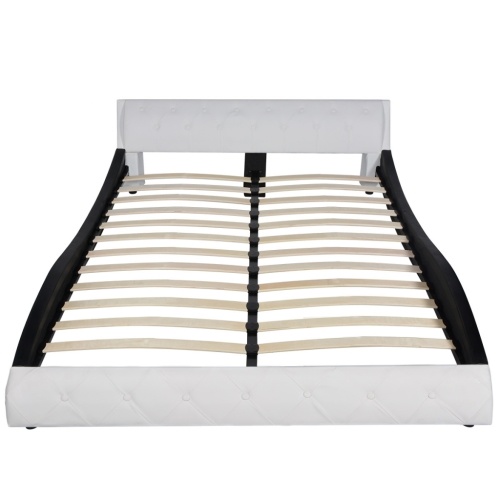 

Bed with mattress 140 x 200 cm Synthetic leather Black and white