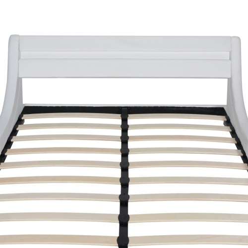 

Bed with LED and Mattress 140 x 200 cm Artificial Leather Wave White