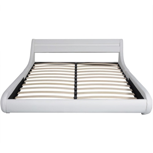 

Bed with LED and mattress 160 x 200 cm White artificial leather