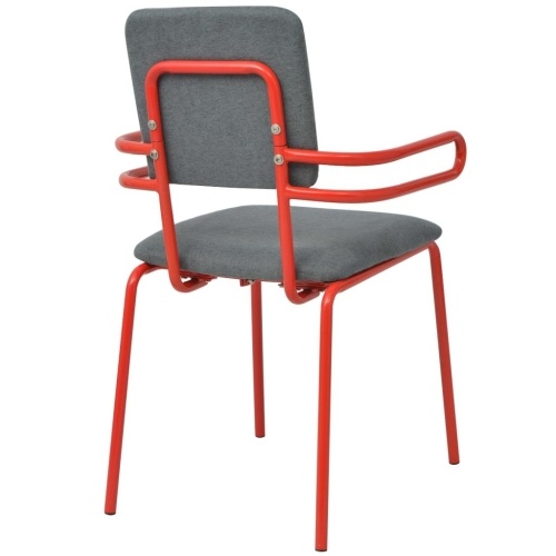 

4-Piece Dining Chair / Armchair Red & Gray