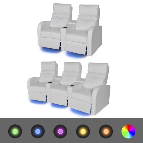 

Two-Piece 2 + 3 Seater White Leather Recliner