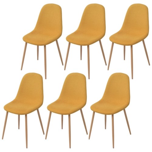 

6-Piece Yellow Fabric Dining Chairs
