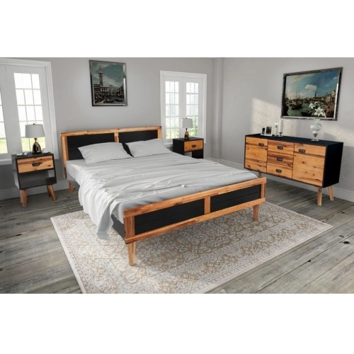 

Bedroom furniture 4 pcs Acacia wood 140 x 200 cm