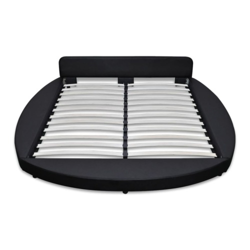 

Bed with Mattress 180 x 200 cm Round Artificial Leather Black