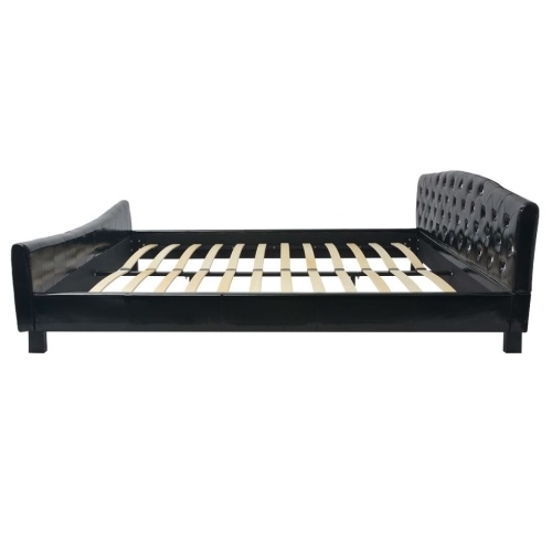 

Double bed with mattress 180 x 200 cm Artificial leather Black