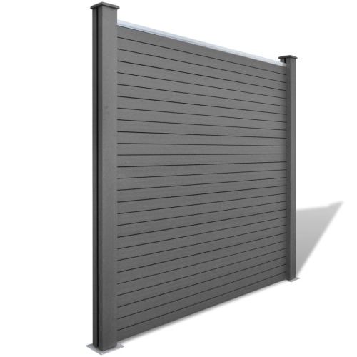Fence 4 squares and 1 inclined composite wood Gray 815 cm