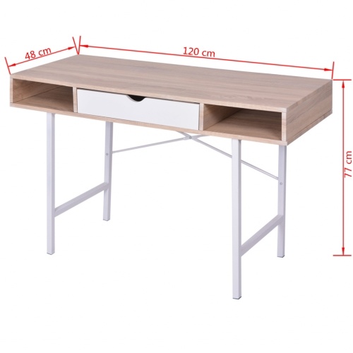 

Desk with an oak drawer and white