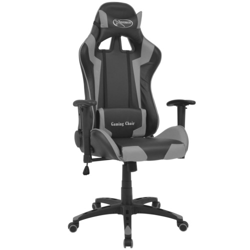

Racing recliner desk chair in gray artificial leather